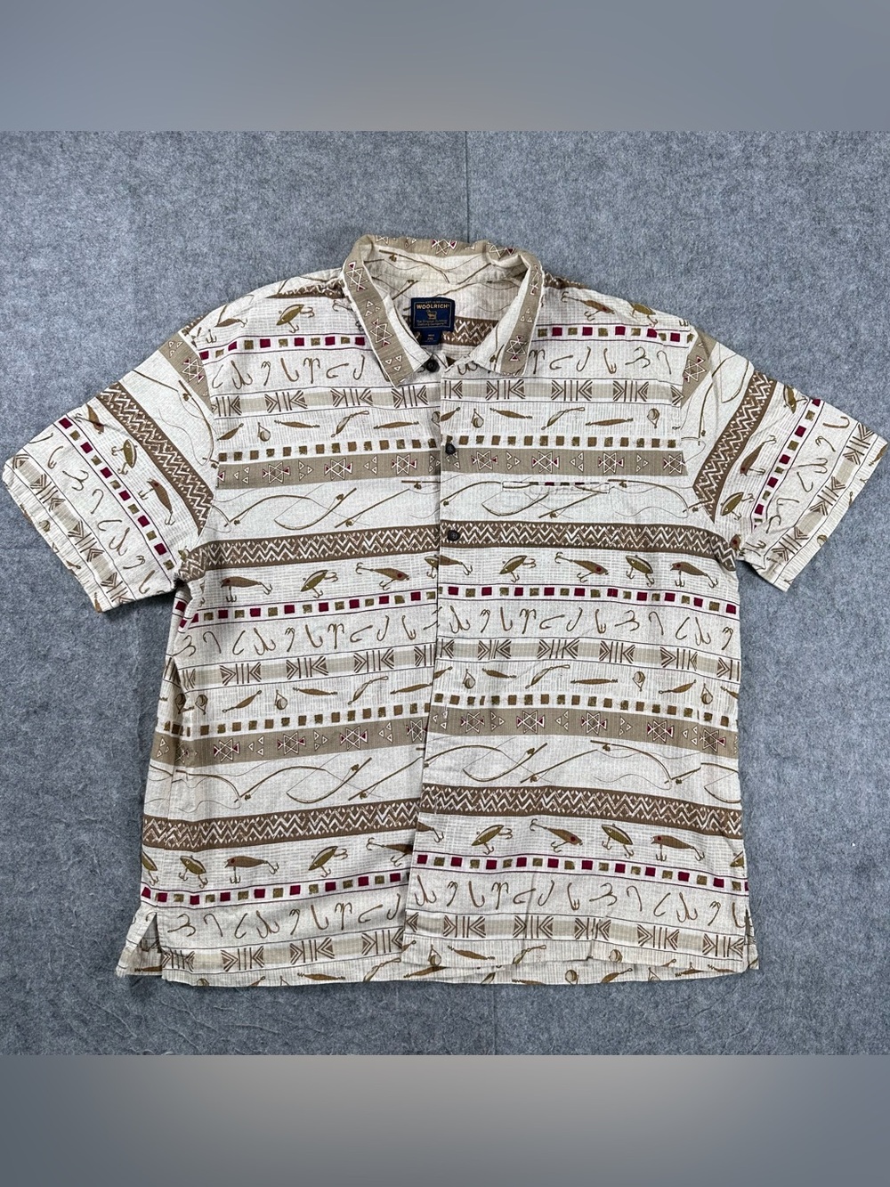 WOOLRICH Men's Button Up Fly Fishing Lures Sz XXL